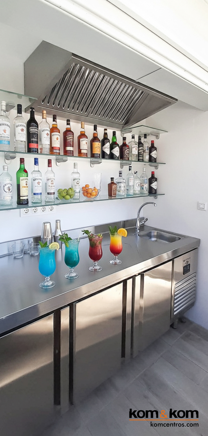 Expositor de botellas a medida de estantes de cristal. Gran resistencia.